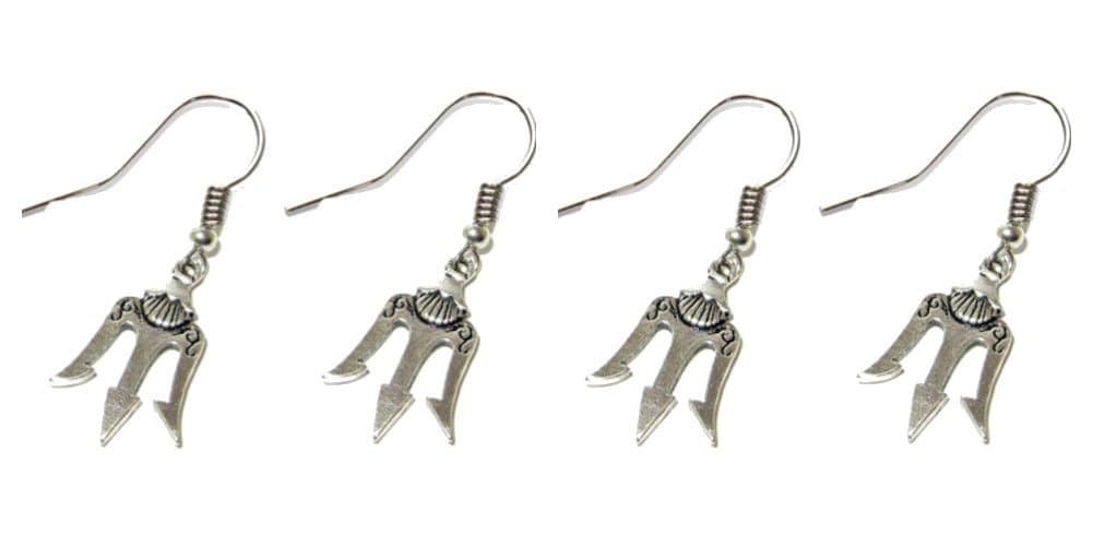 Percy Jackson Trident Silver 2 Sets of Dangle Earrings w/Gift Box