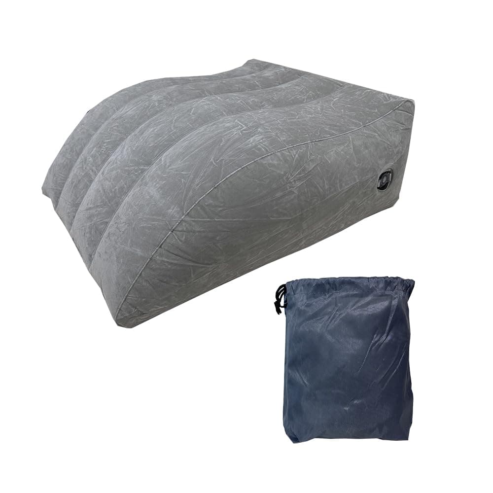 Inflatable Pillow, Bed Wedge Pillow for Sleeping, Triangle Body Positioner, Leg Knee Elevation Pillow, Blow Up Incline Pillow, Back Support Positioning Travel Cushion (Gray)