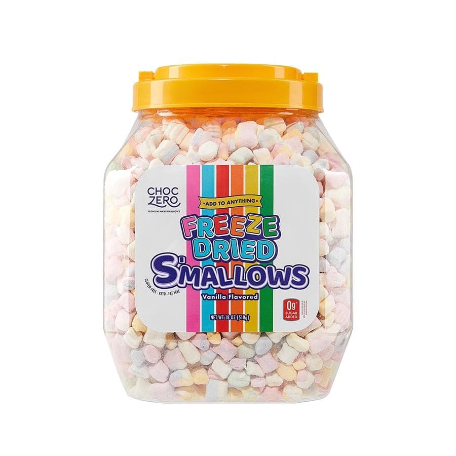 ChocZero Freeze Dried Marshmallow Bits - Zero Sugar Cereal Topping, Keto, Baking, Ice Cream, Large Value Jar, 18 Ounce (Pack of 1)