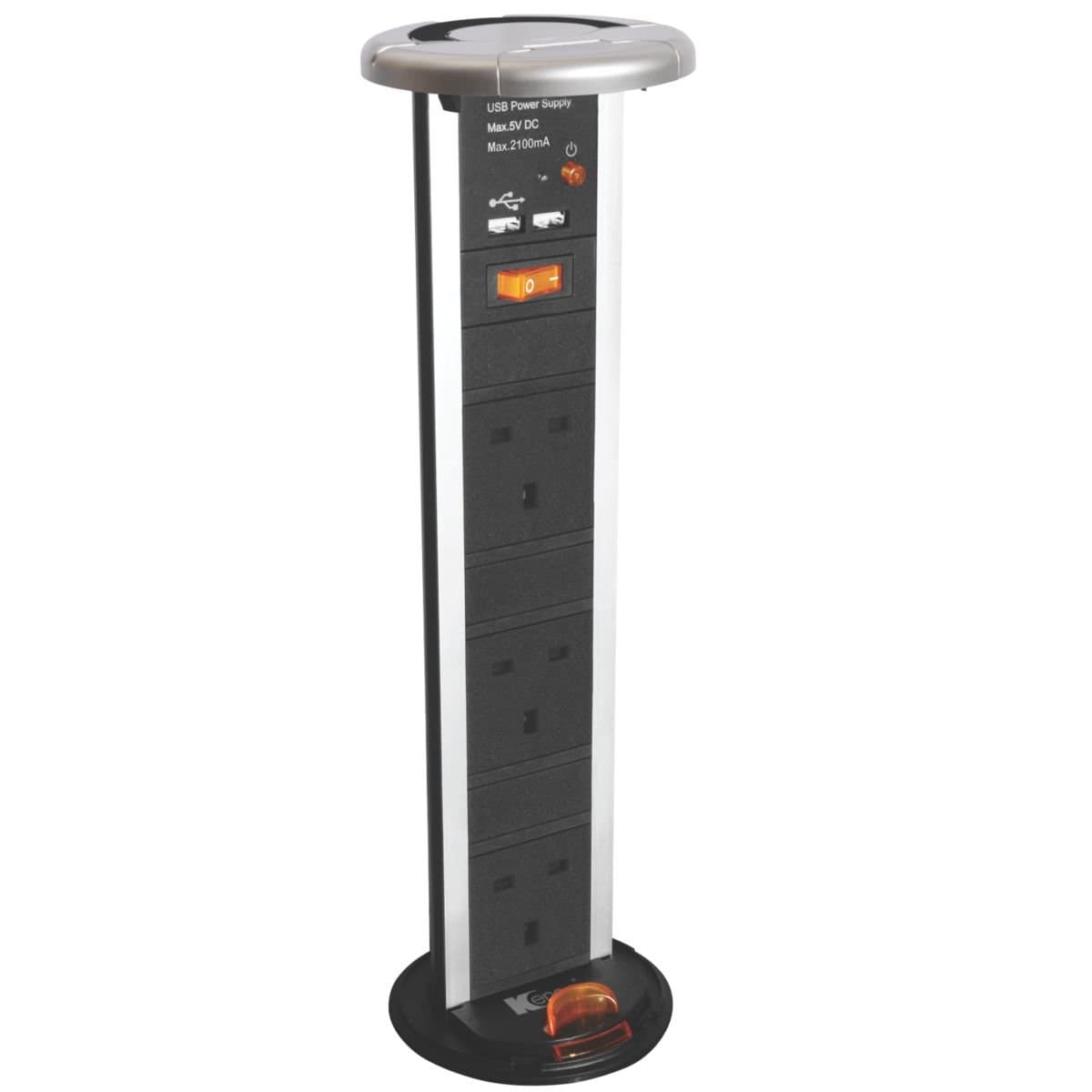 Kengo 3G Dual USB Pop-Up Power Socket Aluminium