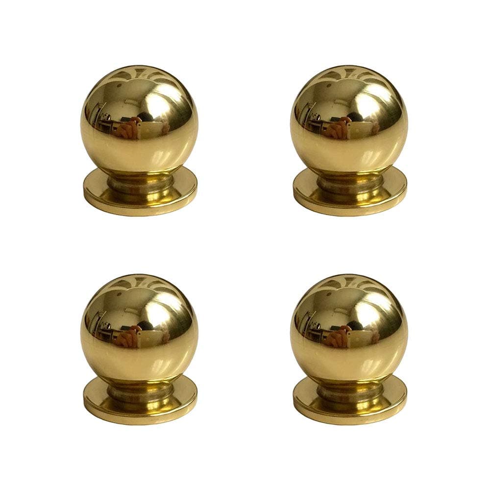 RZDEAL4pcs 19MM Diameter Round Solid Brass Pulls Antique Cabinet Drawer Small Handles Modern Minimalist Handles Knobs (3/4" x4/5"/19mmx20mm, Mirror Polish)