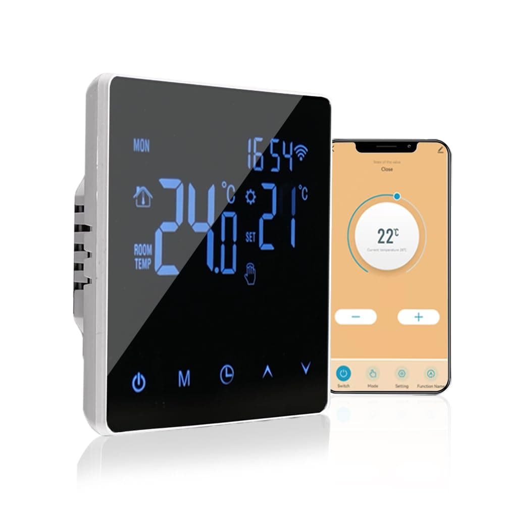 WiFi Smart Thermostat Temperature Controller for 3A Water Heating LCD Display Touch Screen Week Programmable Tuya App Control Underfloor Heating Thermostats for Home Office School Hotel