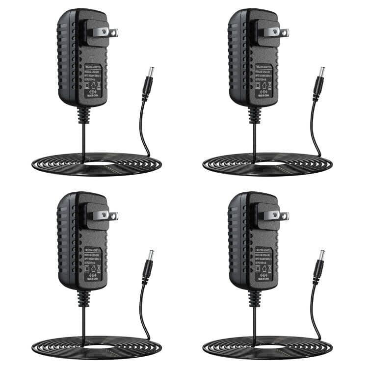 4 Pack DC 12V 12 Volt 2A Power Supply Adapter AC 100-240V to DC 12V Transformers, Switching Power Supply, 24W Max, 2.1mm X 5.5mm US Wall Plug Extra Long 8 Foot Cord