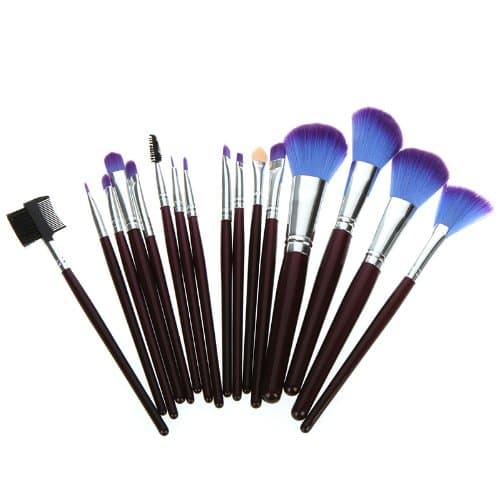 Apex Export New 2014 Professional Cosmetic Make Up Sets Brushes Tools Kit Purple Leather Case 16 PCS