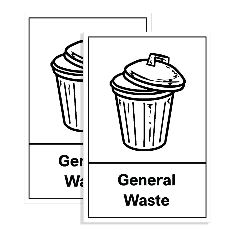 Sara Prints Pack of 2 General waste Recycling Bin Sticker-Self Adhesive Bin Labels (or) decals(A6-150 x 100 mm) V1065