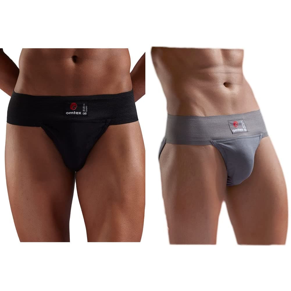 Athletic Tokyo Cotton Stretchable Supporter Back Covered with Cup Pocket,Black - Large & omtex Athletic Tokyo Cotton Stretchable Supporter Back Covered with Cup Pocket,Grey - Large