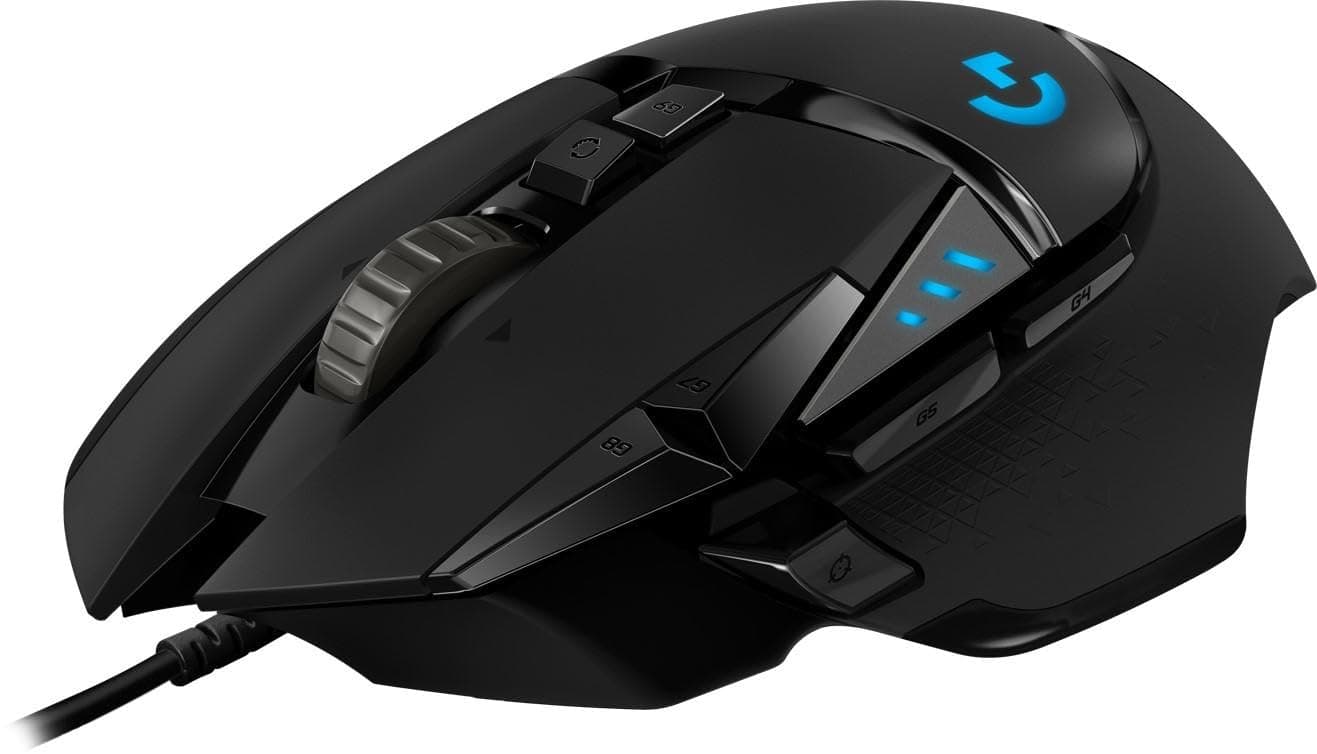 Logitech G502 Hero High Performance Wired Gaming Mouse, 25K Sensor, 25,600 DPI, RGB, Adjustable Weights, 11 Programmable Buttons, On-Board Memory, PC/Mac - Black