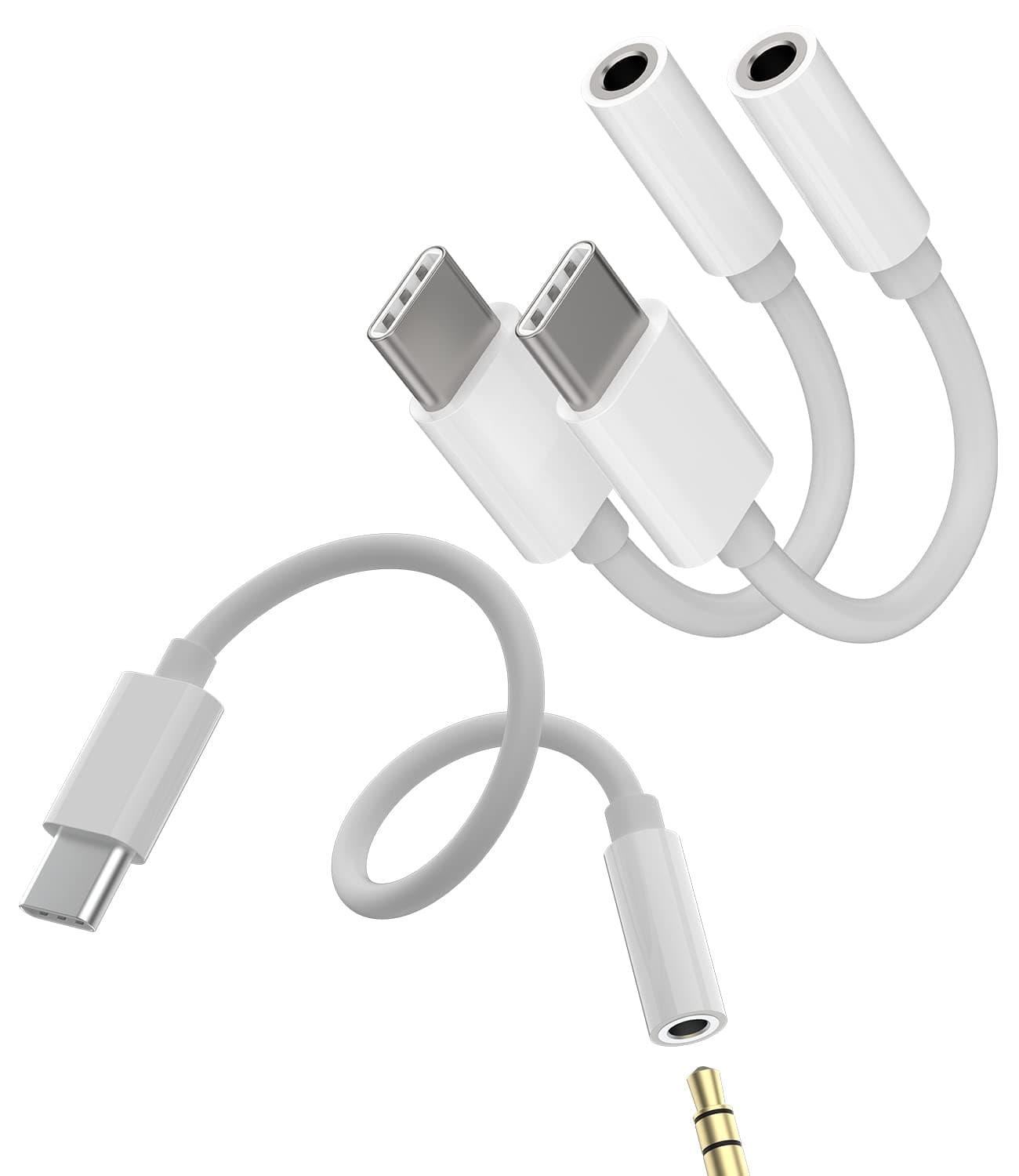 USB-C to 3.5mm Auxiliary Adapter, 3-Pack DAC Noise Reduction Chip, Suitable for iPhone 15, for iPad 10, Air4, Air5, Mini6, Pro 11/12.9 Inch