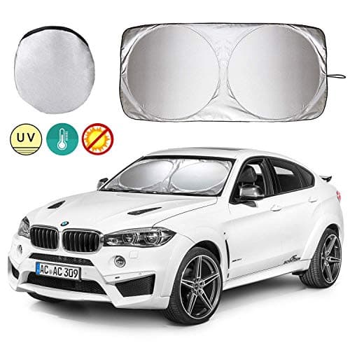 Car Windshield Sun Shade,Universal Sun Shade for Car Windscreen,Sunshade to Keep Your Vehicle Cool and Damage Free, Easy to Use, Fits Windshields of Various Sizes