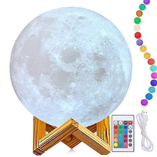 Extra Large Moon Lamp! Authentic 7 Inch 3D Printed Moon Light, Light lamp Moon With LED 16 Colors&Touch Control and Remote Control. (7in)