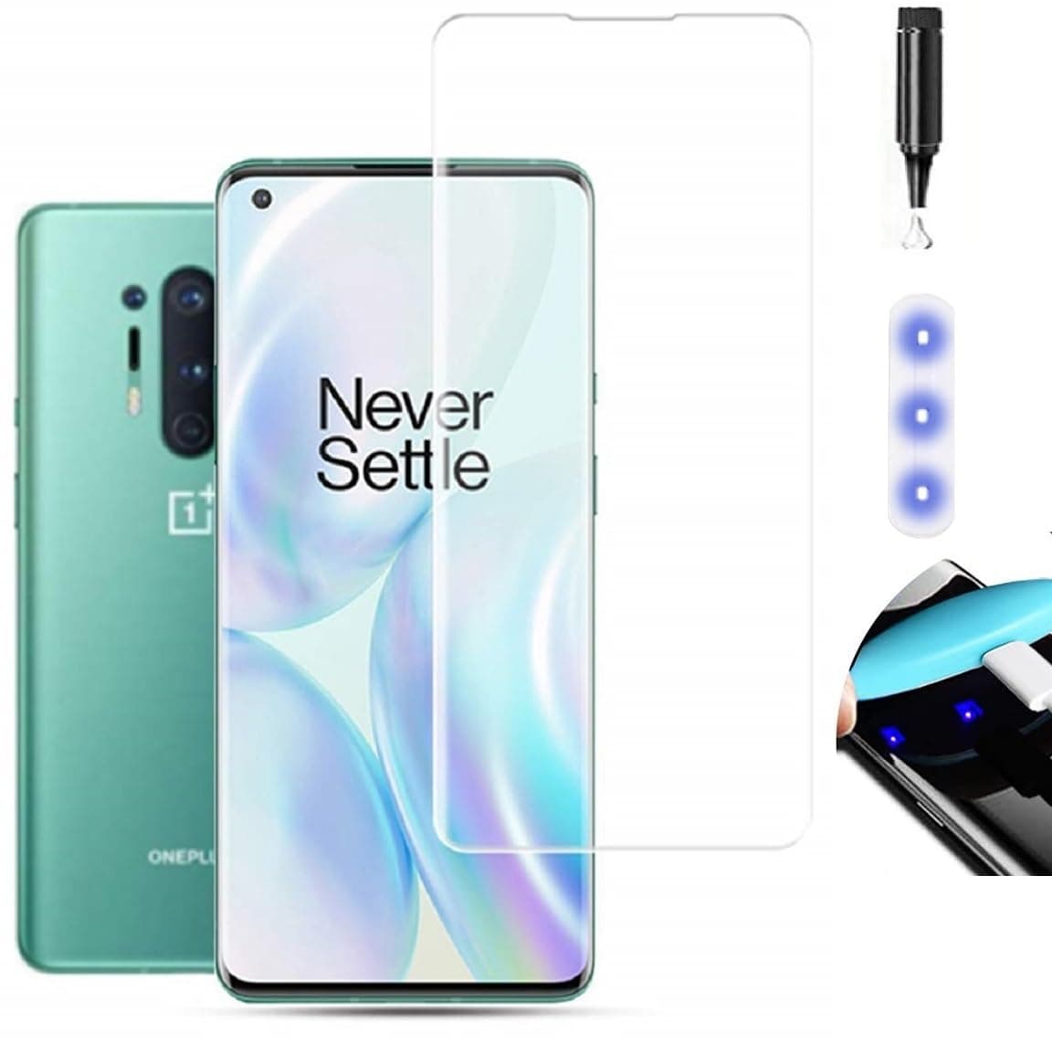 NISHTECH Advanced HD+ Curved UV Tempered Glass Screen Protector Designed for OnePlus 8 Pro 5G || Full Screen Protector with Easy Installation Kit (Anti-Scratch)