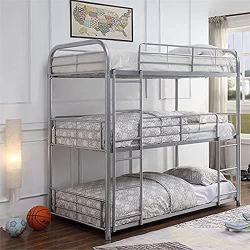 Authentic International Triple Twin Bunk Bed in Silver