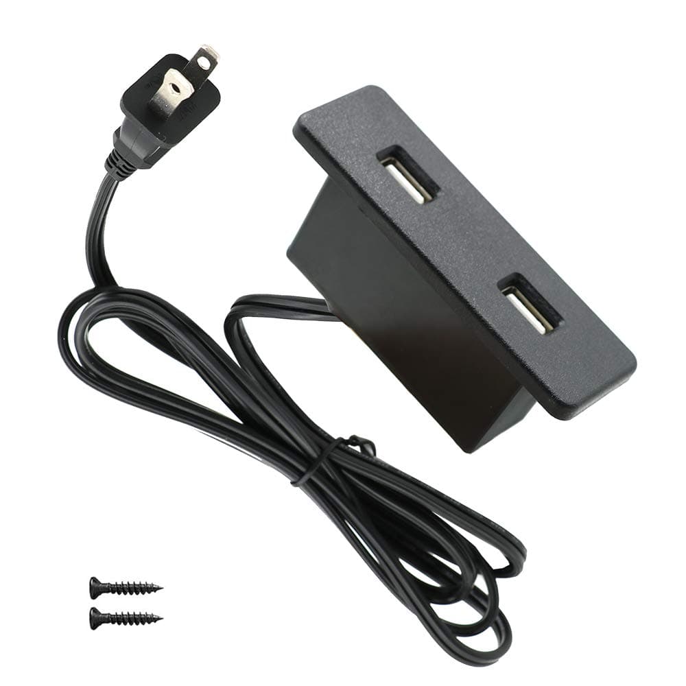 Powered USB Hub Socket Recessed USB Power Strip Outlet with Power Supply 2 USB Ports 2.1A Mounted into Bed Desk Table Sofa