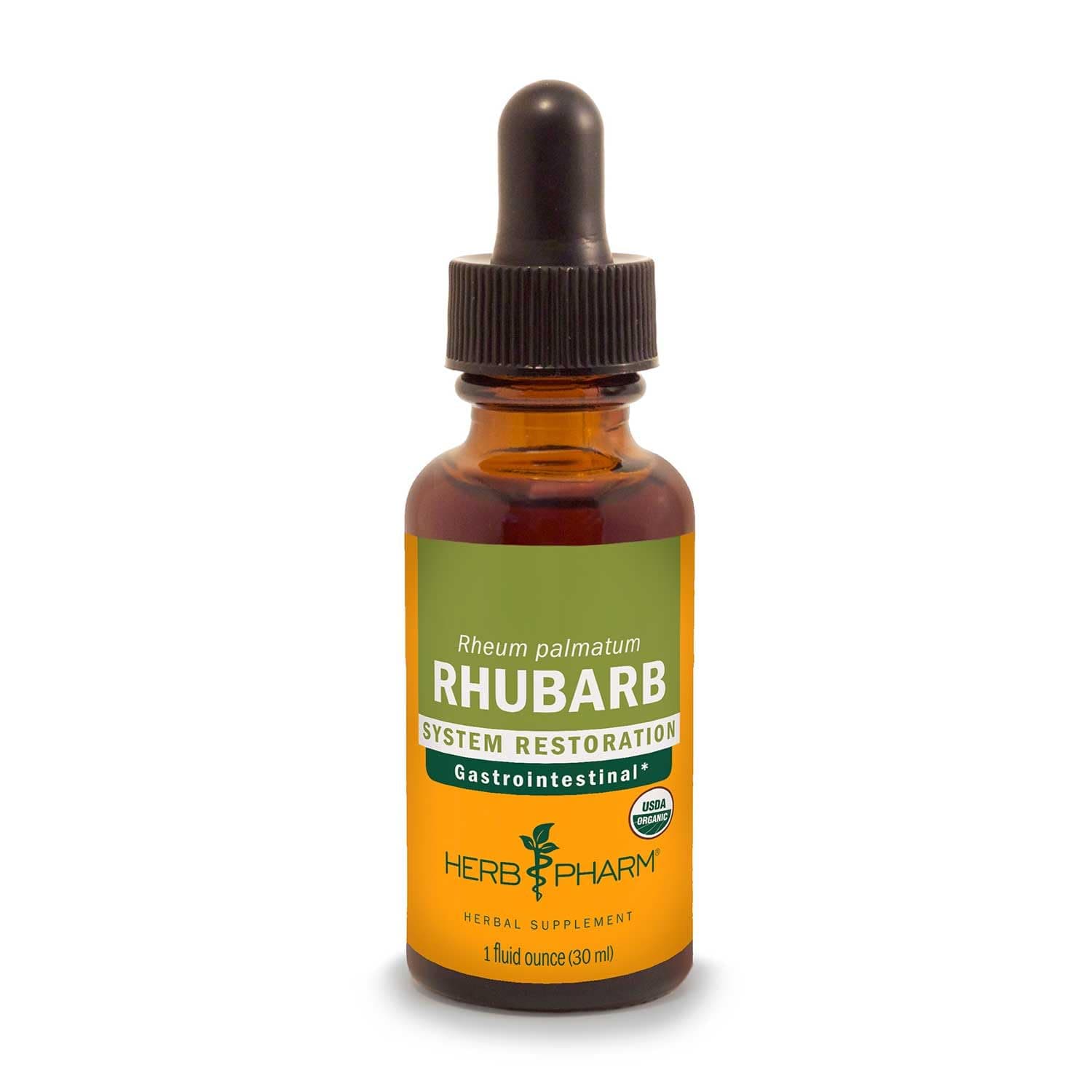 Certified Organic Rhubarb Liquid Extract for Digestive System Support, 1 Fl Oz (Pack of 1)
