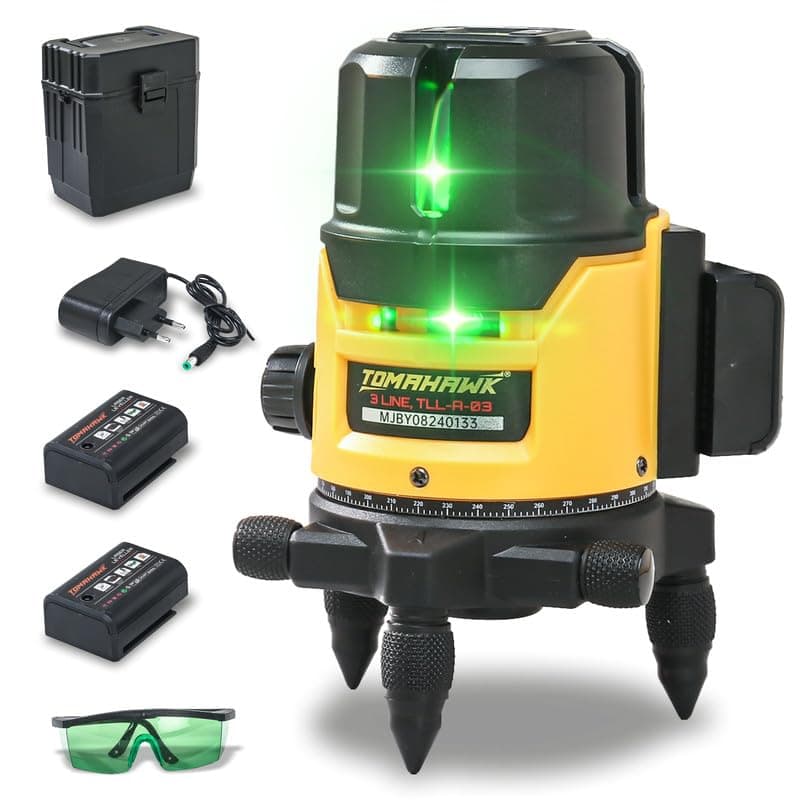 - Plastic Professional 3-Line 3D Line Laser Cross Self Leveling, Horizontal and Vertical Green Laser Line