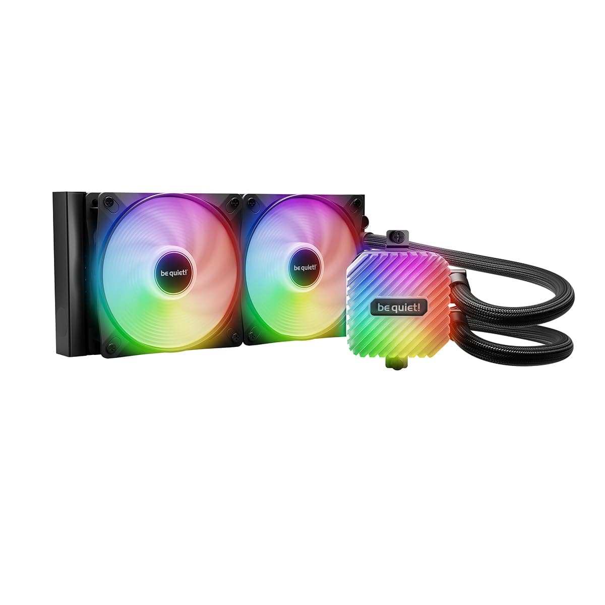 be quiet! Light Loop 240 mm Black Water Cooling for Overclocked Systems, 2x Light Wings LX 120 mm PWM High-Speed Fan, Stylish ARGB Cooling Block, with PWM Hub, Impressively High Cooling