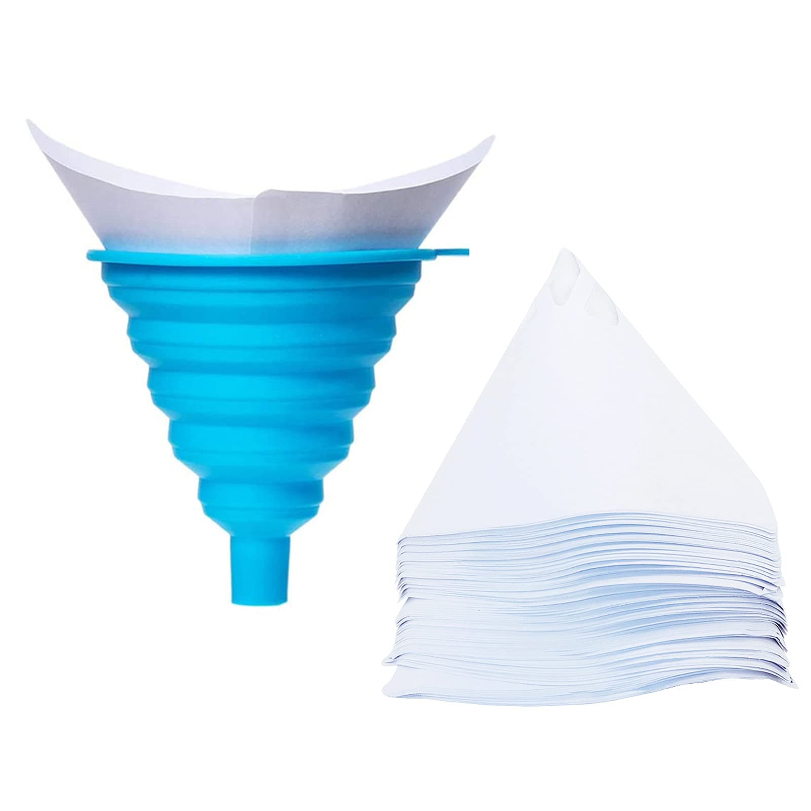 101PCS Disposable Paint Filter Strainers Paper with 1Pcs Silicone Filter Funnel Filter, Paint Filter with Fine Nylon Mesh for Automotive,Spray Guns,Arts & Crafts