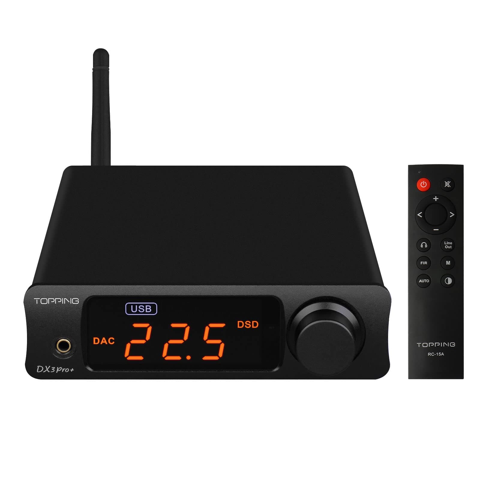 Topping DX3 Pro + Bluetooth 5.0 Headphone Amplifier LDAC Audio Decoder r DSD512 DAC Low Noise Amplifier for Home and Computer Black