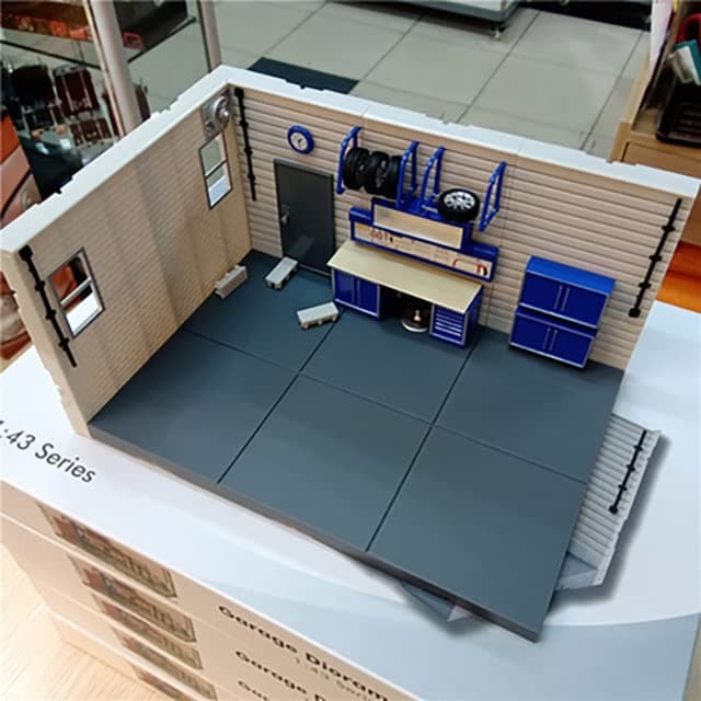 GenericТоуPRO - Scale Car Model Scene Simulation Alloy Auto Repair Workshop Car Parking Lot Static Ornaments Collectible Boys Gift Тоуs (A)