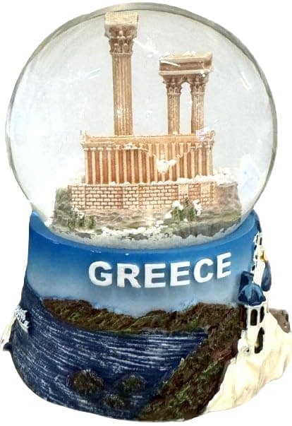 Generic Greece Snow Globe 65mm Features The Athens Acropolis