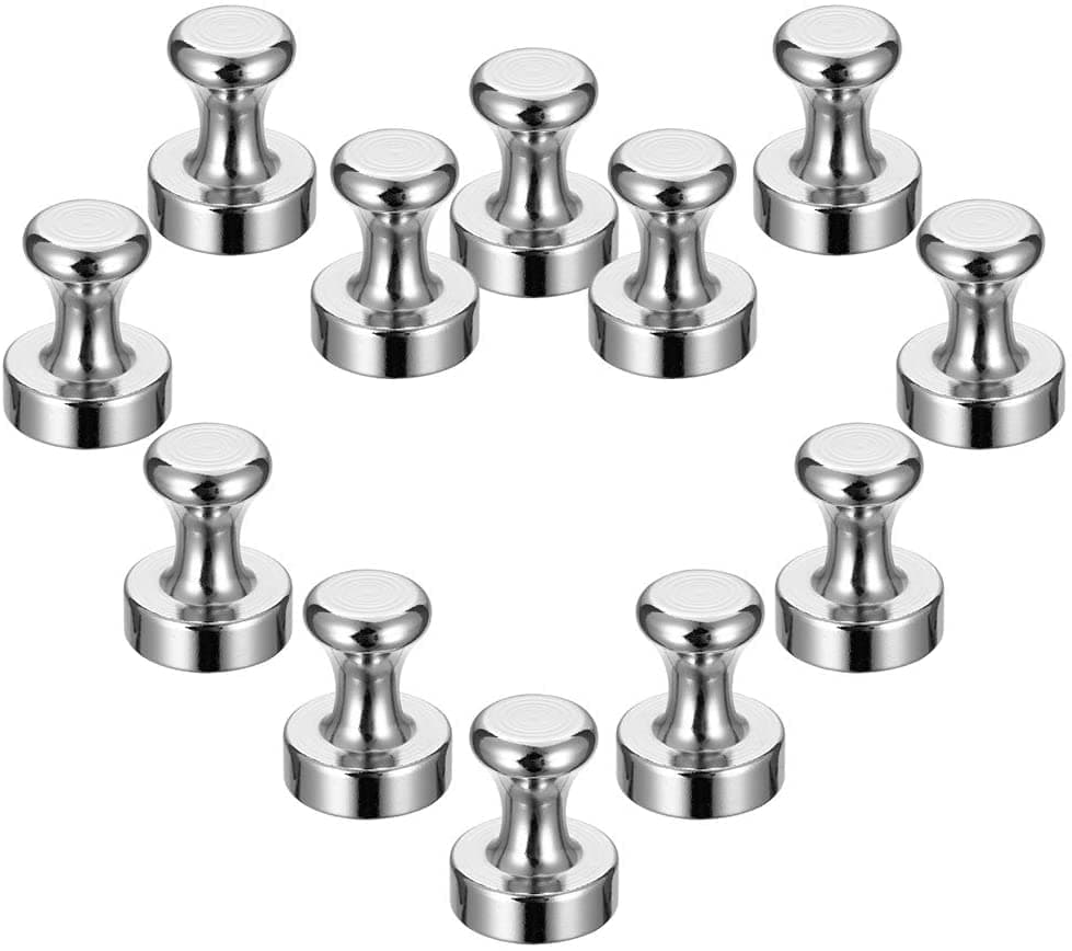 HASTHIP® Mini Fridge Neodymium Magnets with a Storage Box, Cone Handle for Kitchen, Magnetic Board, Whiteboard, Noticeboard and Office, 12Pcs (12×16mm)