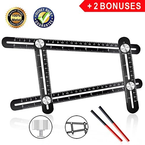 Angle Ruler,Zonghengwd Universal Angularizer Ruler,All Aluminum Template Tool,Multi Angle Measuring Ruler,Easy Ruler,Ultimate 836 Angle Finder Ruler Tool with Two Pencils-Perfect Gifts