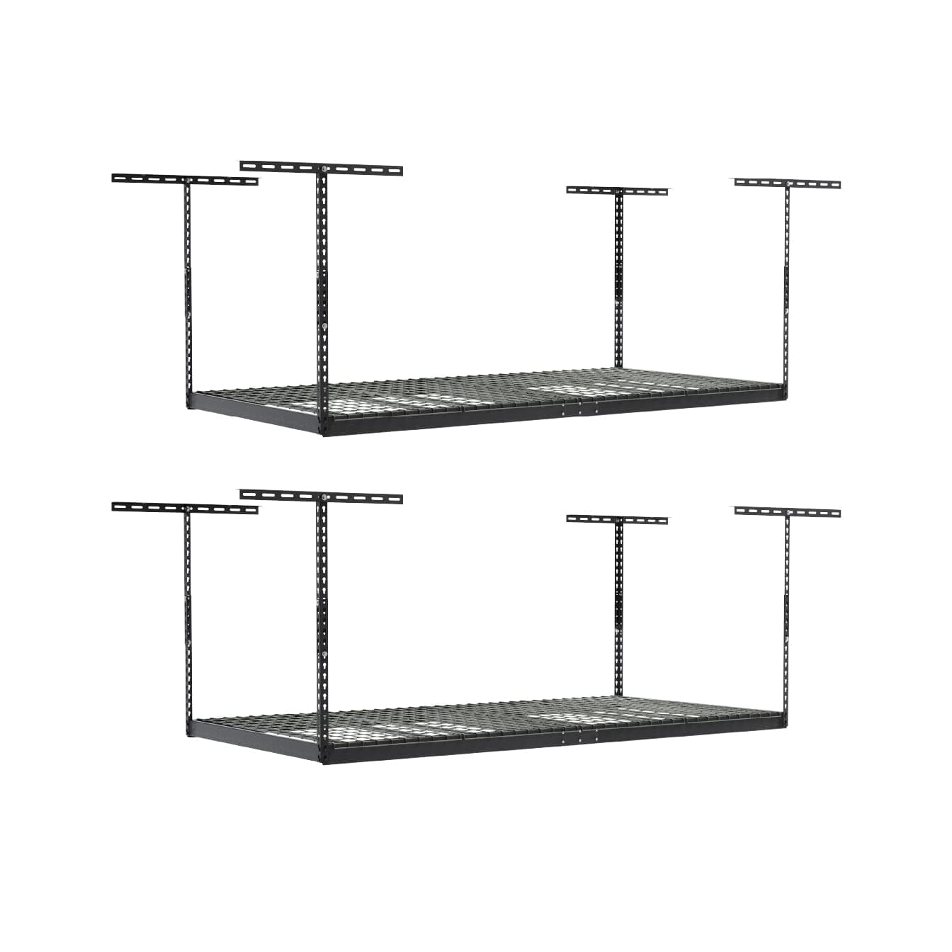 2-Pack 4 x 8 MonsterRax Overhead Garage Storage Rack, Ceiling Racks for Garage, Organization Shelving, Adjustable Hanging Shelf, Grey, 24"-45" Height Adjustment