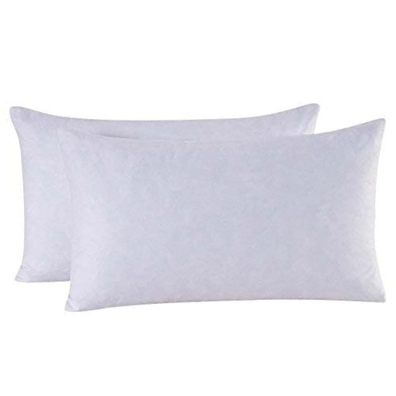 Set of 2, 95% Feather 5% Down Decorative Throw Pillow Insert, Cotton Cover, 12x20 Inch