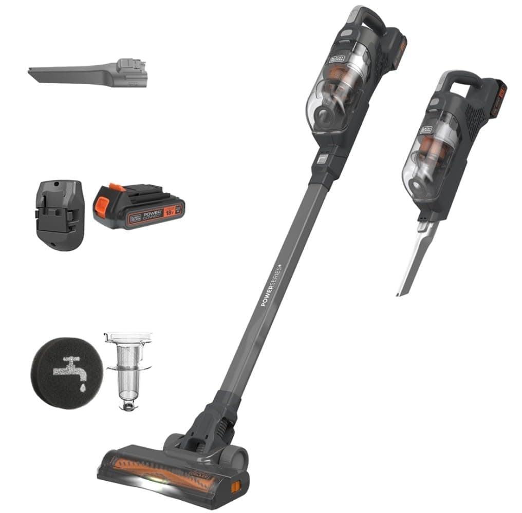 BLACK+DECKER POWERSERIES+ 18V MAX Cordless Stick Vacuum with LED Floor Lights, Lightweight, Removable Battery (BHFEA18D1)
