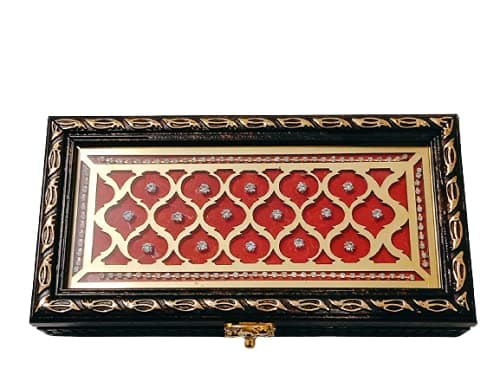 Wood Handcrafted Rectangular Gold Coin Shagun Box (Multicolour, 7.5 x 4 x 2 inch)
