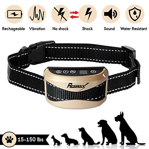 REGIROCK [2018 Upgrade Version Barking Control Collar - Rechargeable & Rainproof No Bark Collar Sound, Vibration Static Shock - 7 Levels Sensitivity Small Medium Large Dog