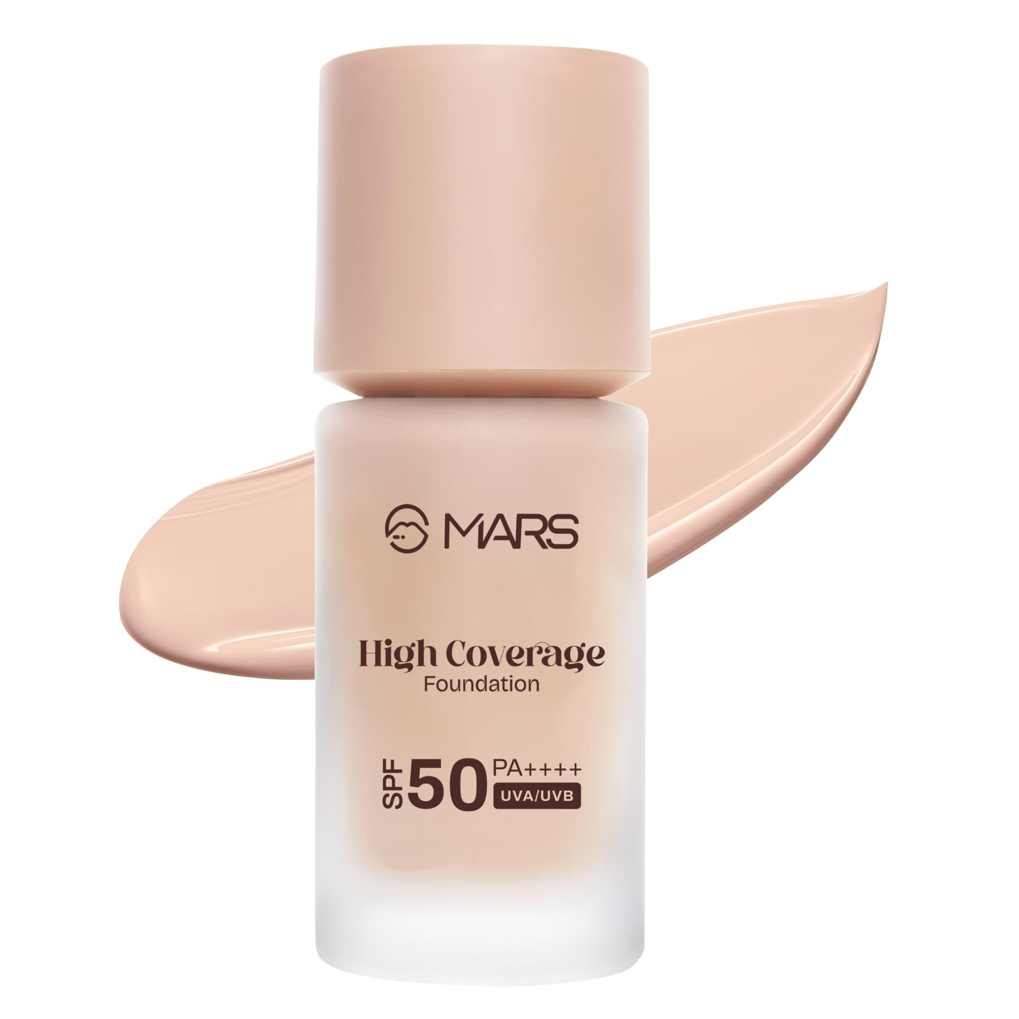 MARS SPF50 PA++++ High Coverage Foundation (40ml) | Blemish Free & Blendable Makeup | All Skin Type | IN-VIVO Tested with 5 Star UVA+UVB Protection Boots Rating (SHADE-01)