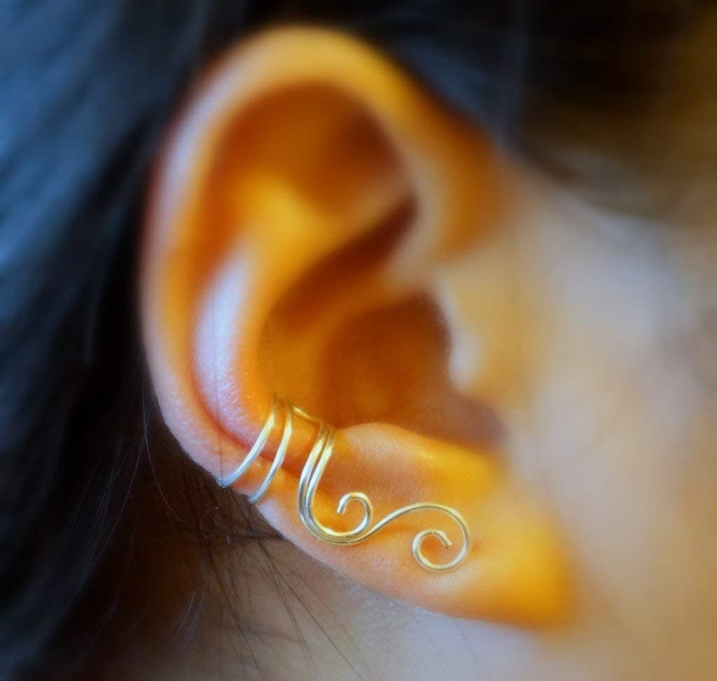 38) Ear Cuff ; Double Spiral Ear Cuff