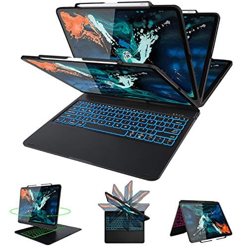 Luibor Keyboard Case for iPad Pro 12.9 2018 360 Rotatable Backlit 7 Colors Wireless Keyboard Case Auto Wake and Sleep for iPad Pro 12.9 2018 Not Fit for iPad Pro 12.9 2017 2015 (Black)