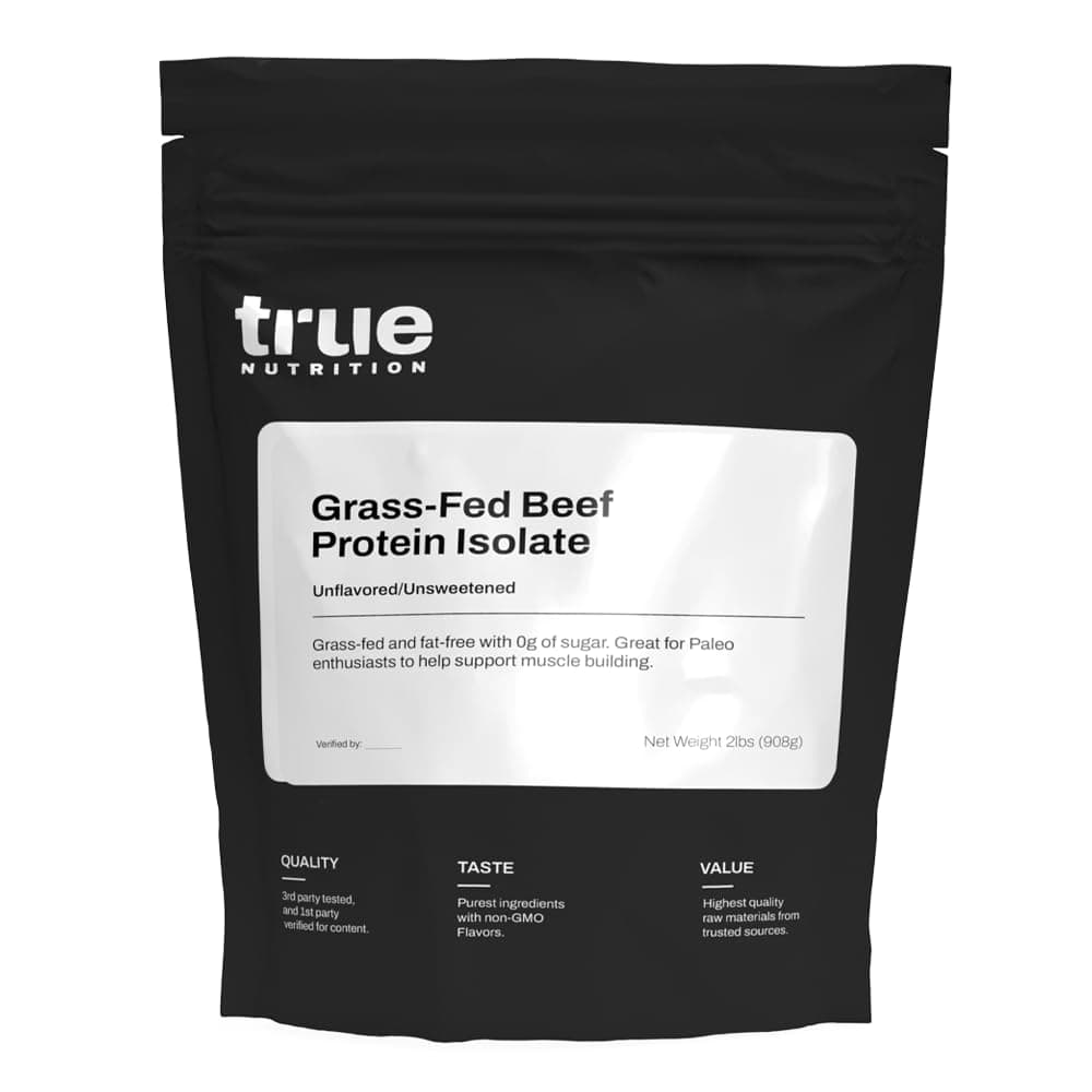 True Nutrition Grass Fed Beef Protein Isolate Powder - 31g Protein per Serving - Zero Carb, Fat Free, Dairy Free, Non-GMO - Paleo, Keto, Carnivore - Unflavored/Unsweetened - 2lb