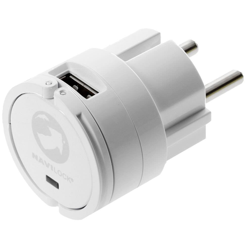 NAVILOCK adaptor USB AC 230 V 2X USB 3.0 White