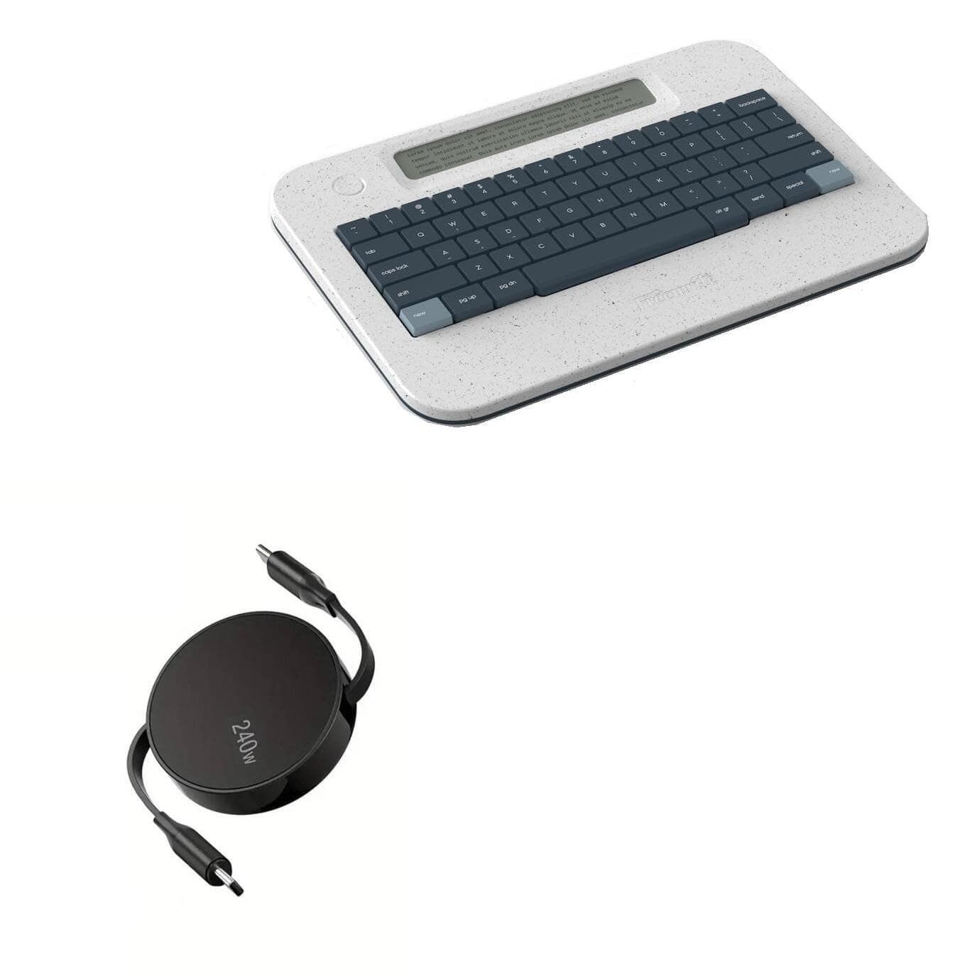 BoxWaveCable Compatible with Astrohaus Freewrite Alpha - PD miniSync (240W), Retractable PD 240W Portable USB Type-C Cable - Jet Black