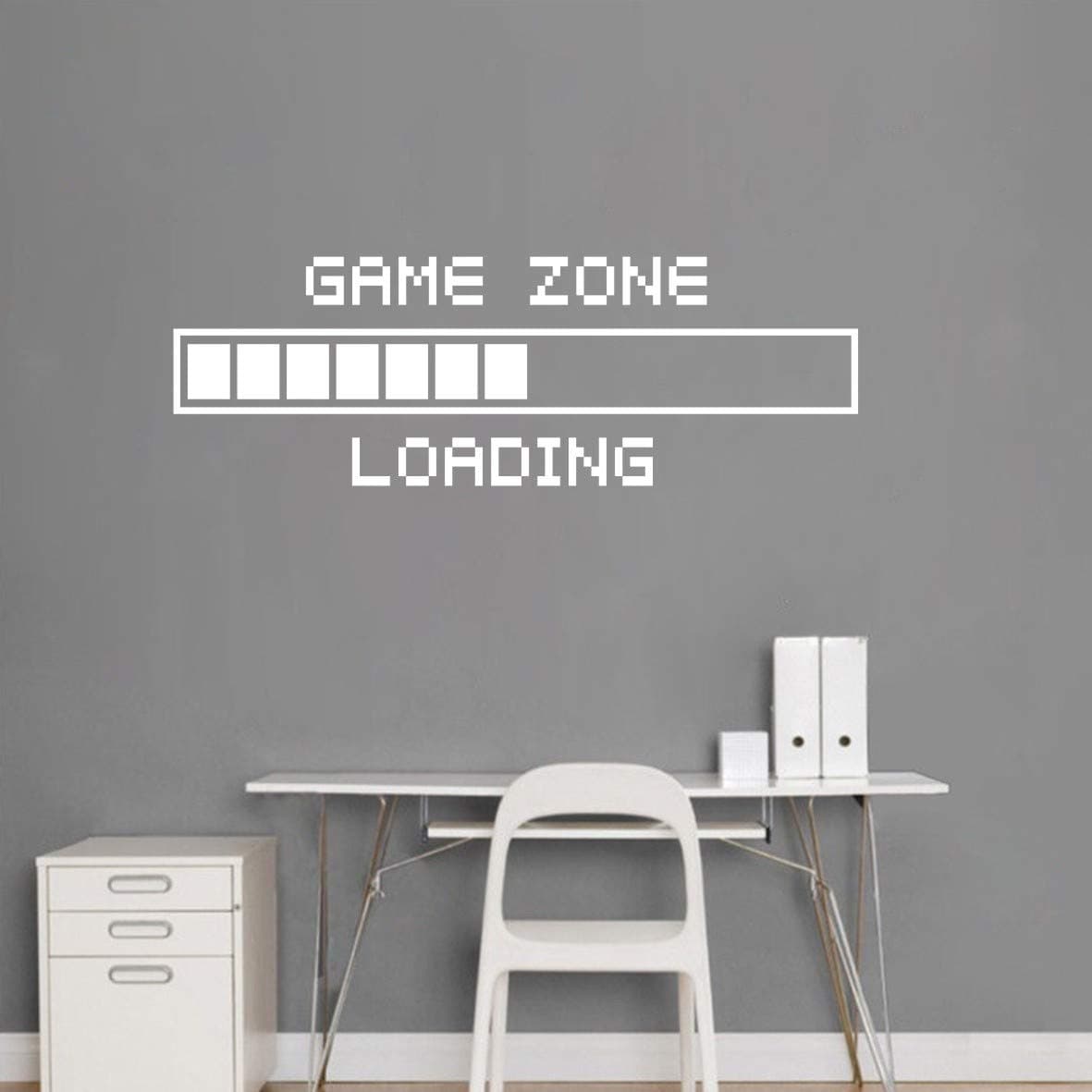 BPA Vinyl Wall Decal Game Zone Loading Wall Sticker for Teens Boys Bedroom Home Decor Gaming Wall Decal Gamer Decoration Wall Stickers AY1010 (17X48", White)