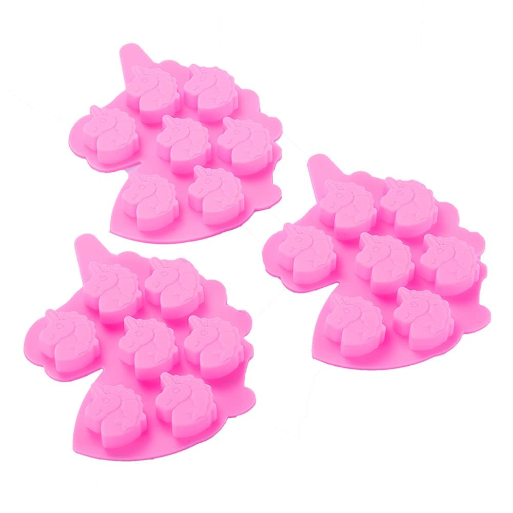 3 Pack Medium Size 7 Cavities Unicorn Silicone Chocolate Mold for Making Unicorn Shape Gummy, Candy, Chocolate, Ice Cube, Jelly, Mousse, Small Cake