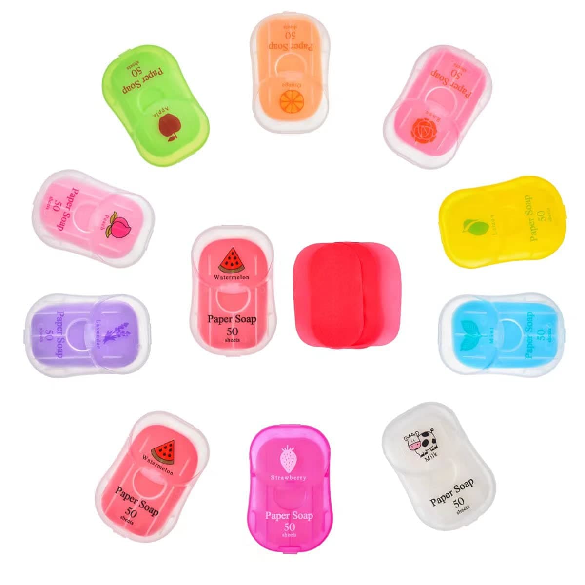 Bamsod 10 Boxes (500 sheets) Soap Paper Sheets Portable Disposable Travel Scented Bath Slice Sheet Foaming Paper Soap Confetti Slide Flakes for Travel and Outdoor (500)