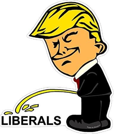 Trump Peeing Pissing on Liberal Decal