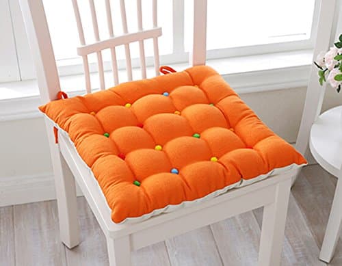 Fresh Colorful Points Double-sided Thick Cotton Warm Winter Dining Chair Cushion (Orange)
