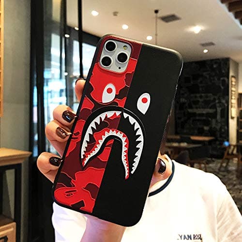 Kplvet iPhone 11 Pro Max Soft Case,3D Embossed Craft Ultra Slim Thin Durable Unfading Coloring TPU Cover for 6.5 iPhone 11 Pro Max,Street Fashion Basic Protective Phone Case (Red Black Shayu)