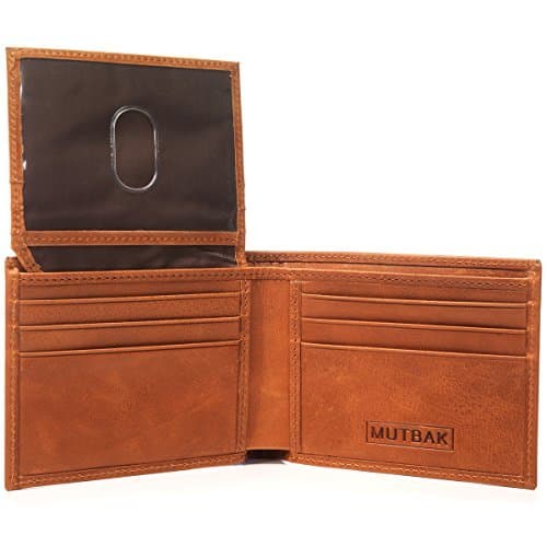 Citadel - RFID Blocking Bifold Wallet Passcase with Full Grain Leather and Flip Up ID (Moab)