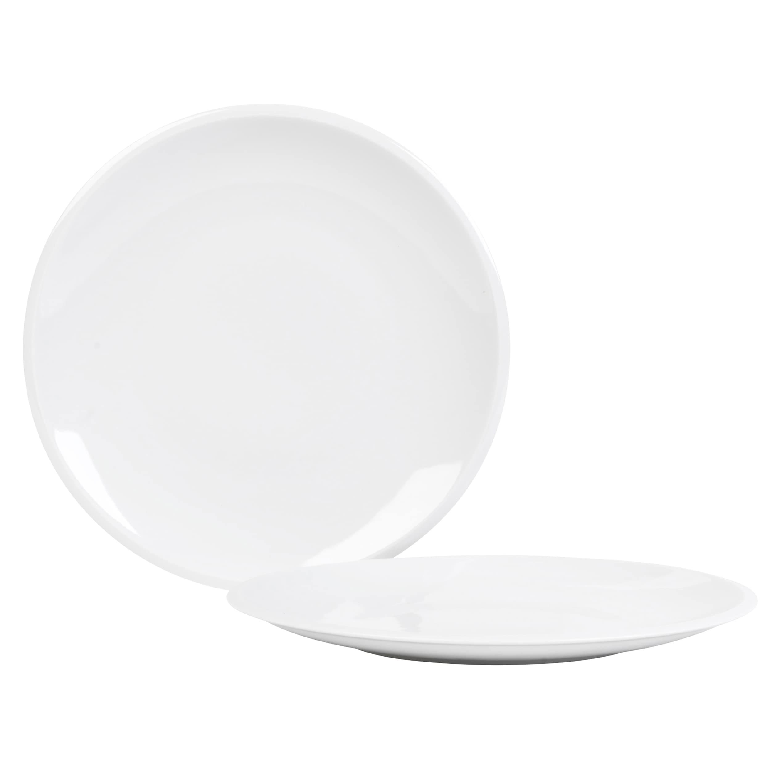 P506188 2 Pack Large Round Dinner Plates, 26 cm Diameter Plate, Stackable Dinnerware, Easy to Store, Dishwasher/Microwave Safe, White