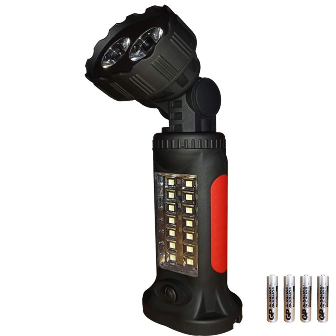 LED COB Work Light Emergency Flashlight and Camping Lantern with Base Magnetic Hanging Hook, LED Magnetic Flashlight for Car Repairing (Black1)