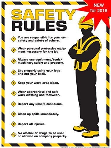 Workplace Safety Rules Poster 18" X 24" Poster