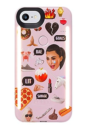 LuMee DUO LED Case for iPhone 8 - Kimoji Pink Collage