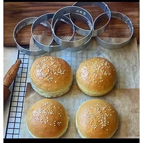 HASN TRADERS Stainless Steel Baking Ring for Burger/Buns Round-6 Piece (Pack of 6) (3.5 inch Ring)