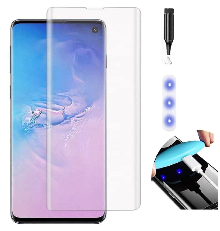 NISHTECH Advanced Hd+ Curved Uv Tempered Glass Screen Protector Designed For Samsung Galaxy S10 Smartphone||Full Screen Coverage With Easy Installation Kit(Anti-Scratch)